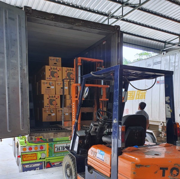 LOADING OF AN CONTAINER WITH DURIAN